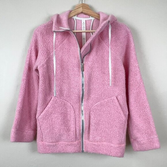Lululemon So Sherpa Hooded Jacket Heathered Pink Haze Wool Full Zip - Picture 1 of 7